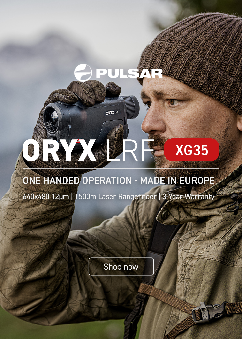 Man holding a Pulsar Ory LRF XG35 for Wildlife Observation Bird Watching Mobile Slider - Reveal Wildlife