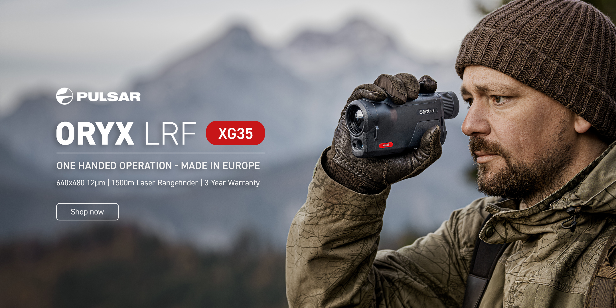 Man holding a Pulsar Ory LRF XG35 for Wildlife Observation Bird Watching Web Slider - Reveal Wildlife